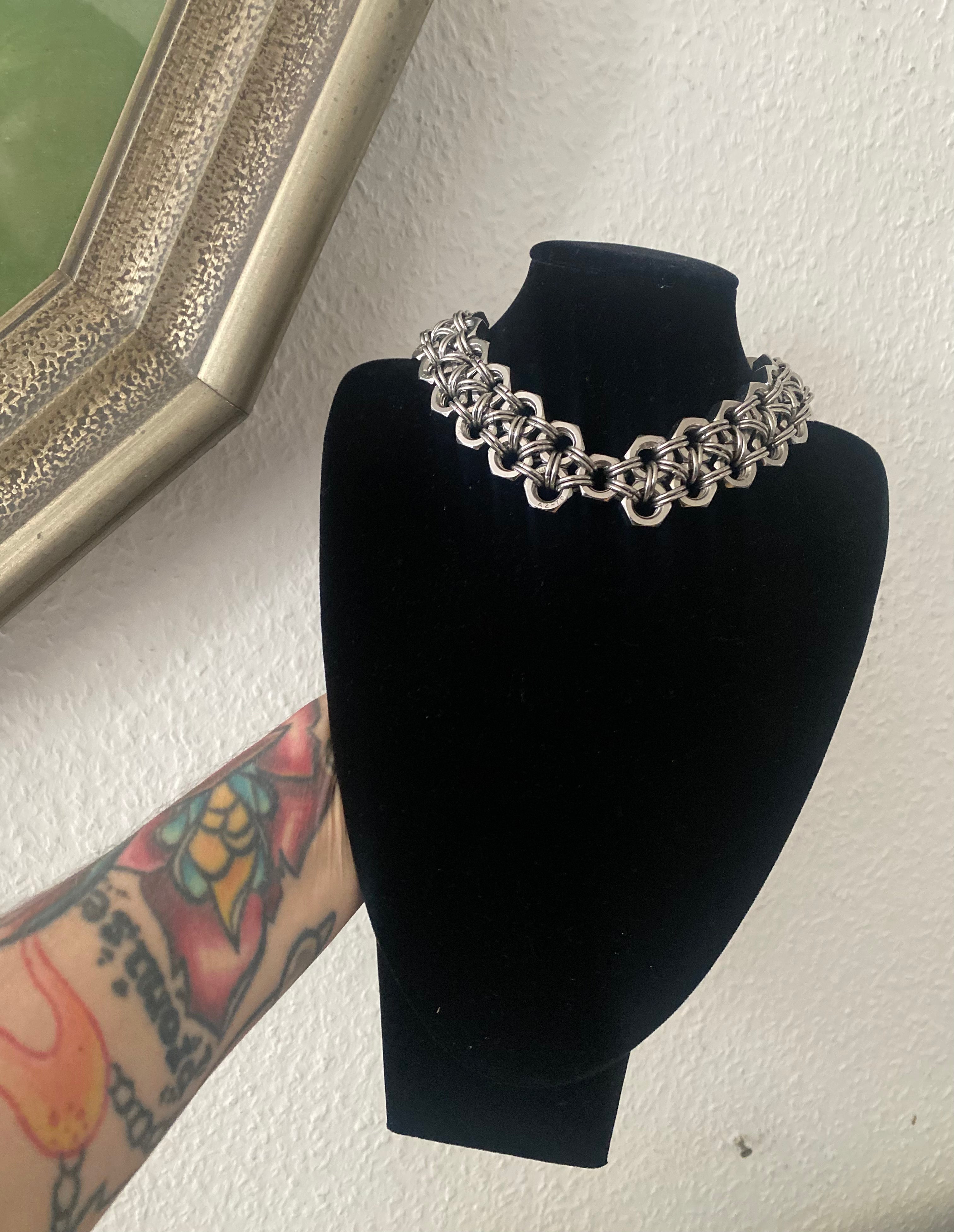 Industrial Metal Weave Necklace (Double Row)